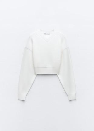 Укороченный белый свитер zara new3 фото