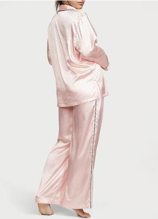 Сатинова піжама dew drop satin long pajama set purest pink victoria’s secret2 фото