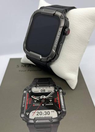 Мужские смарт часы smart watch military спортивные смарт-часы черные6 фото