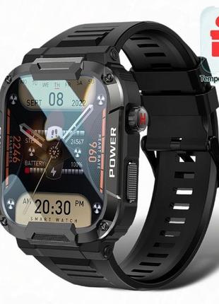 Мужские смарт часы smart watch military спортивные смарт-часы черные3 фото