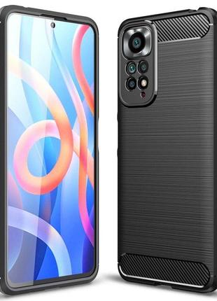 Чохол fiji polished carbon для xiaomi redmi note 11 / note 11s тпу бампер чорний