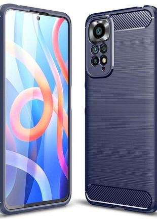 Чехол fiji polished carbon для xiaomi redmi note 11 / note 11s тпу бампер синий