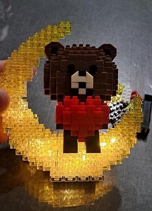 Lego bricks "baer with a heart" конструктор лего фигурка "мишка с сердечком" с подсветкой