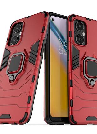 Чехол fiji ring для oppo reno7 lite / reno8 lite бронированный бампер с кольцом подставкой красный