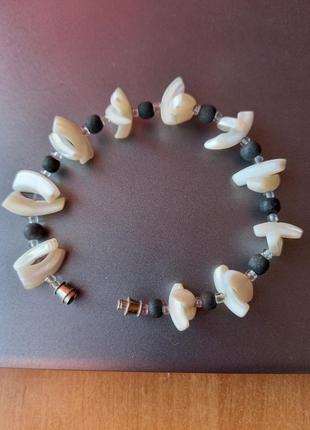 Браслет, перламутр, дерево