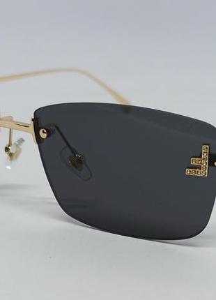 Окуляри fendi жіночі сонцезахисні модні чорні безоправні з золотим логотипом