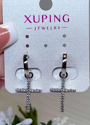 Сережки хрестики xuping2 фото