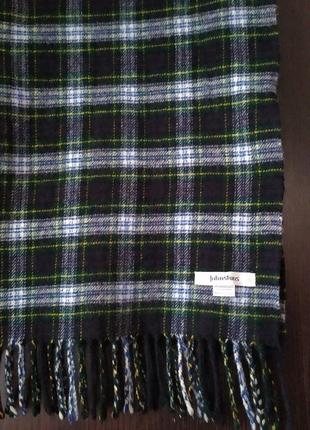 Теплый шарф в клетку johnstons тёплый синий шарф1 фото