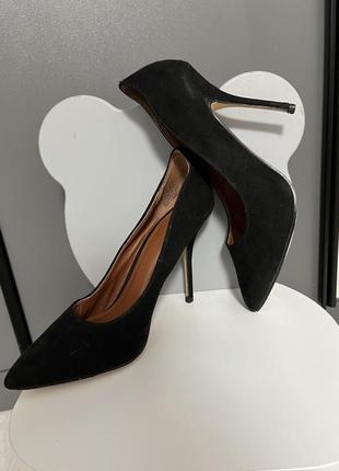 Замшевые черные лодочки