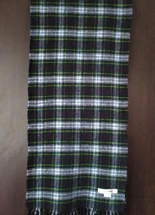 Теплый шарф в клетку johnstons тёплый синий шарф2 фото