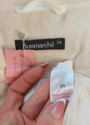 Фірмовий bonmarche піджак айворі з мереживною вставкою на 57%льон, розмір хл9 фото