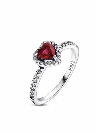 Серебряная кольца в стиле пандора pandora серебро 925 проби s925 кольцо колечко красное сердце