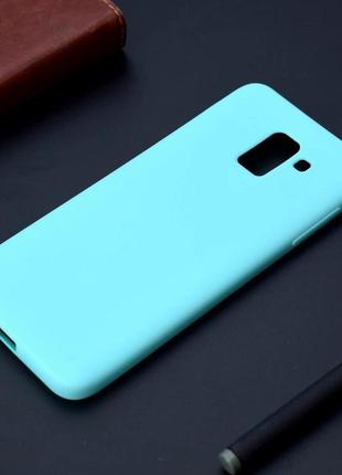 Чехол samsung j600 / j6 / j6 2018 силикон soft touch бампер мятно-голубой