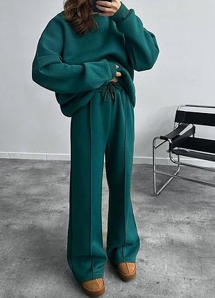 Трендовый костюм oversized: свитшот +брюки плаццо🤩