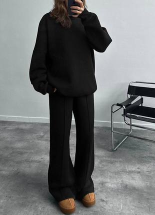 Трендовый костюм oversized: свитшот +брюки плаццо🤩7 фото