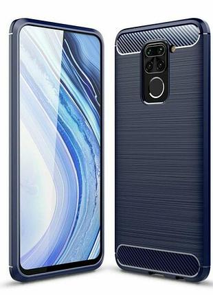 Чохол polished carbon для xiaomi redmi note 9 тпу бампер синій
