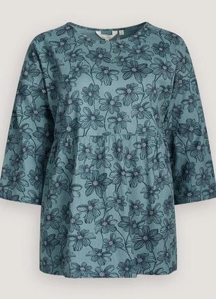 Бавовняна блуза туніка в квітковий принт