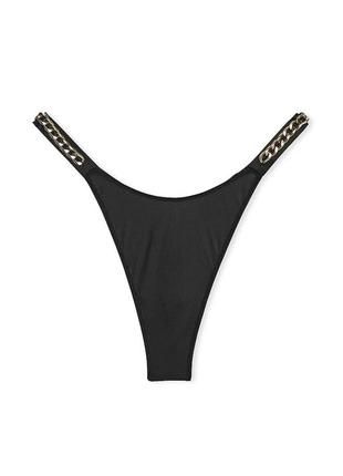 Трусики victoria’s secret double chain strap smooth thong panty black1 фото