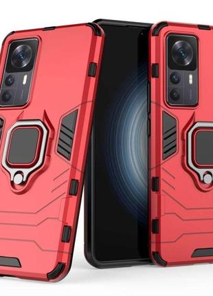 Чехол fiji ring для xiaomi redmi k50 ultra бронированный бампер с кольцом подставкой красный