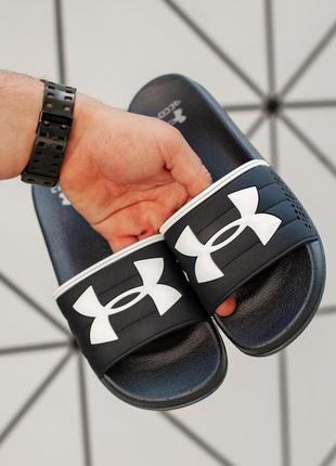 Шлепанцы under armour темно синие лето шлепки тапки сланцы