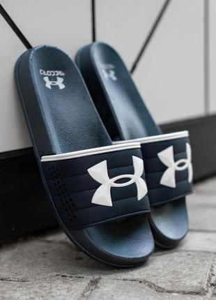 Шлепанцы under armour темно синие лето шлепки тапки сланцы4 фото