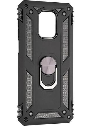 Чехол fiji hard defence series для xiaomi redmi 10x 4g ударопрочный бампер с кольцом black