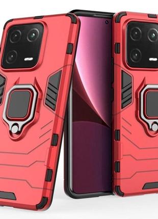 Чехол fiji ring для xiaomi 13 pro бронированный бампер с кольцом подставкой красный