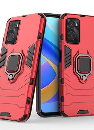Чехол fiji ring для oppo a76 / a96 бронированный бампер с кольцом подставкой красный