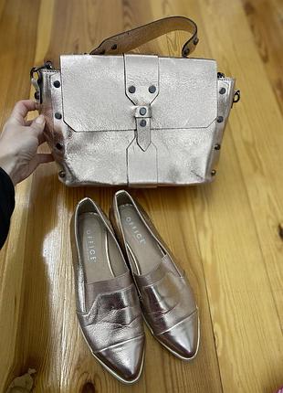 Vera pelle сумочка блискуча рожево-золотистого кольору