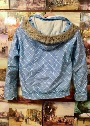 Теплая голубая укороченная горнолыжная куртка3 фото