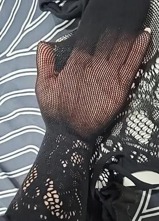 Чулки в сетку с ажурным поясом цельные, сексуальные чулки6 фото