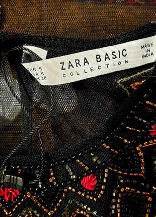 Zara basic р.s  оригинальная блузка  полупрозрачная вышивка  бисер4 фото