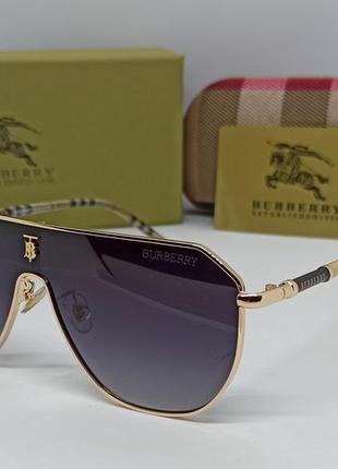 Окуляри брендові  маска унісекс сонцезахисні темно сірий градієнт в золотому металі