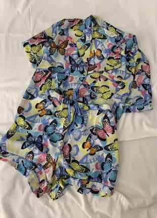 Атласная сатиновая пижама в принт primark1 фото