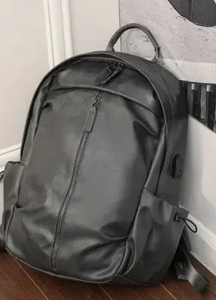 Великий чоловічий міський рюкзак якісний рюкзак чорний коричневий рюкзак7 фото
