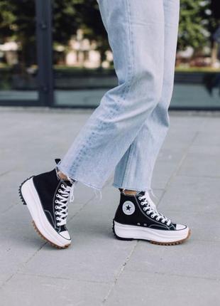 Sale❗️converse birds star hike hi black white gum женские черные кеды конверс на высокой подошве женские черные кеди на высокой платформе6 фото