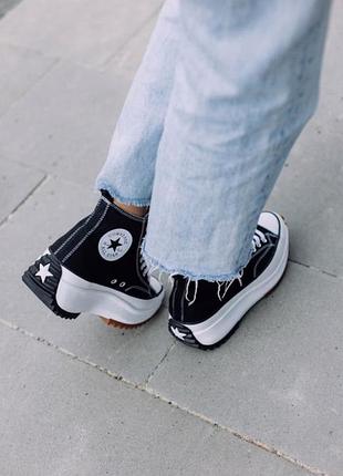 Sale❗️ converse birds star hike hi black white gum жіночі чорні кеди конверс на високій підошві жіночі чорні кеді на високій платформі5 фото