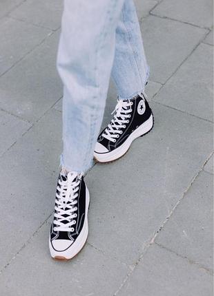 Sale❗️converse birds star hike hi black white gum женские черные кеды конверс на высокой подошве женские черные кеди на высокой платформе7 фото