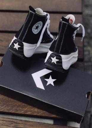 Sale❗️converse birds star hike hi black white gum женские черные кеды конверс на высокой подошве женские черные кеди на высокой платформе8 фото