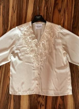 Итальянская блуза с воланами "max mara" лунного белого цвета3 фото