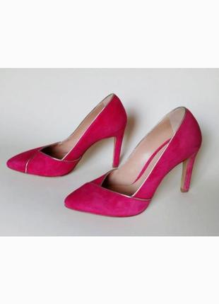 Замшевые красные классические туфли лодочки на каблуке minelli 35 36 37 39 размер2 фото