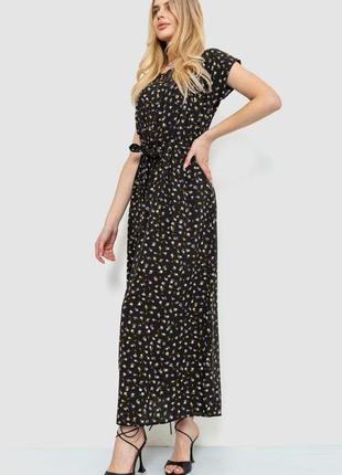 Стильное легкое женское платье миди черное платье с поясом летнее платье принтованное платье цветочное3 фото