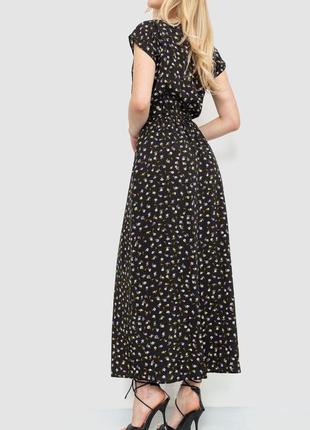 Стильное легкое женское платье миди черное платье с поясом летнее платье принтованное платье цветочное4 фото