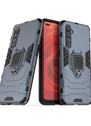 Чехол ring case для realme x50 pro бронированный бампер с кольцом темно-синий