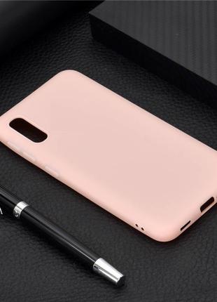 Чехол soft touch для vivo y1s силикон бампер светло-розовый