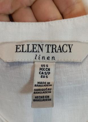 Блуза,рубашка,туника белая льнаная 100%лен премиум качества бренд ellen tracy.3 фото