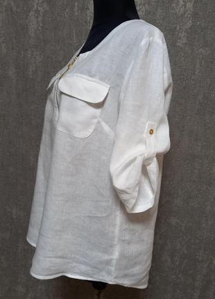 Блуза,рубашка,туника белая льнаная 100%лен премиум качества бренд ellen tracy.5 фото