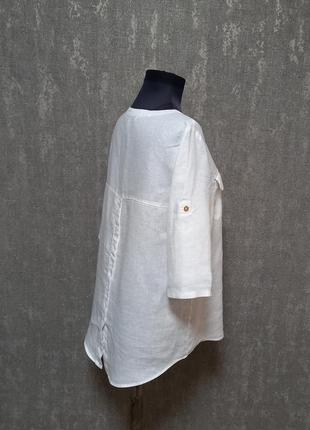 Блуза,рубашка,туника белая льнаная 100%лен премиум качества бренд ellen tracy.4 фото