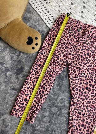 Вельветові брюки lupilu 86 прямого крою анімалістичний принт леопард рожеві штани вельвет джинси4 фото