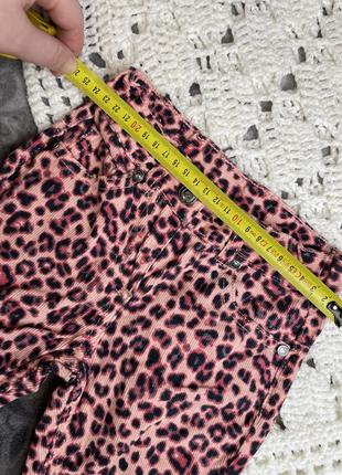 Вельветові брюки lupilu 86 прямого крою анімалістичний принт леопард рожеві штани вельвет джинси6 фото